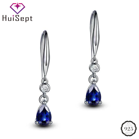 Silver 925 Earrings Water Drop Shape Zircon Gemstones