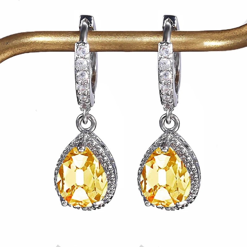 Cellacity water drop shape drop earrings 925 sterling silver earrings for charm lady with 7*9mm gemstones wedding party gift