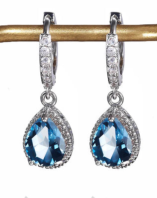 Cellacity water drop shape drop earrings 925 sterling silver earrings for charm lady with 7*9mm gemstones wedding party gift