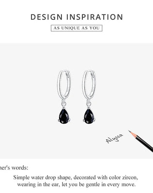 BAMOER Silver ISHWAR Green Water Drop Earrings 925 Sterling Silver 4 Colors Drop Shape Earring for Women Statement  Jewelry