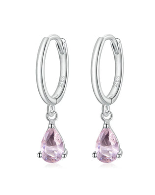 BAMOER Silver ISHWAR Green Water Drop Earrings 925 Sterling Silver 4 Colors Drop Shape Earring for Women Statement  Jewelry