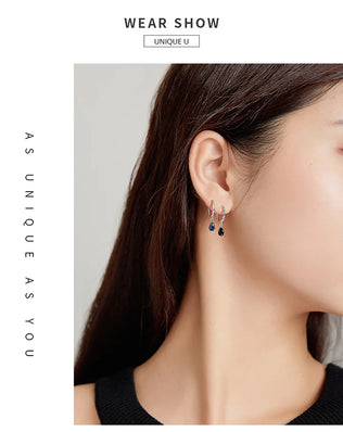 BAMOER Silver ISHWAR Green Water Drop Earrings 925 Sterling Silver 4 Colors Drop Shape Earring for Women Statement  Jewelry