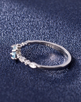 Dainty 925 Sterling Silver Ring with Pretty Blue Zircon Gemstone