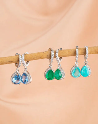Cellacity water drop shape drop earrings 925 sterling silver earrings for charm lady with 7*9mm gemstones wedding party gift