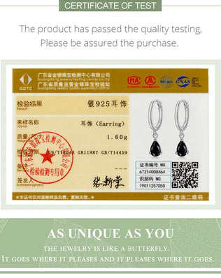 BAMOER Silver ISHWAR Green Water Drop Earrings 925 Sterling Silver 4 Colors Drop Shape Earring for Women Statement  Jewelry