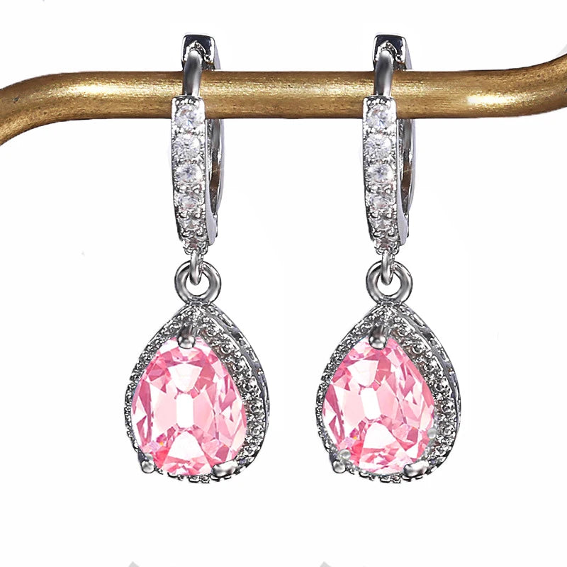 Cellacity water drop shape drop earrings 925 sterling silver earrings for charm lady with 7*9mm gemstones wedding party gift