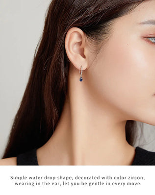 BAMOER Silver ISHWAR Green Water Drop Earrings 925 Sterling Silver 4 Colors Drop Shape Earring for Women Statement  Jewelry