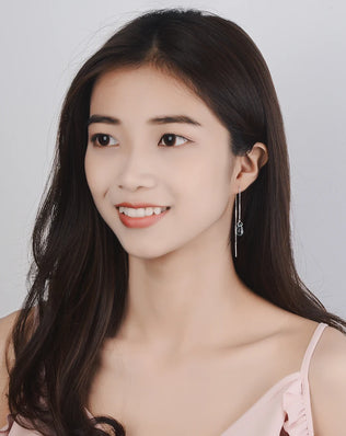 Blue Crystal Water Drop Earrings, 925 Sterling Silver, Long Tassel Earrings Chain