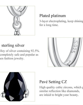 BAMOER Silver ISHWAR Green Water Drop Earrings 925 Sterling Silver 4 Colors Drop Shape Earring for Women Statement  Jewelry