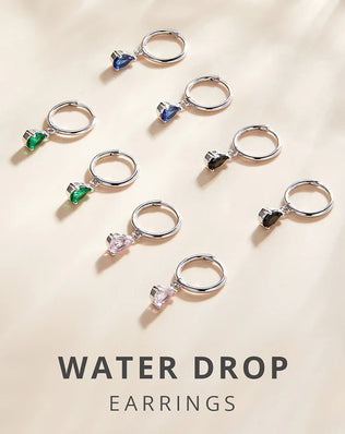 BAMOER Silver ISHWAR Green Water Drop Earrings 925 Sterling Silver 4 Colors Drop Shape Earring for Women Statement  Jewelry