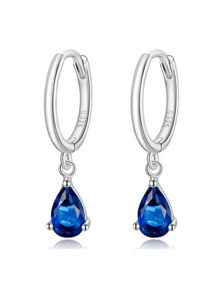 BAMOER Silver ISHWAR Green Water Drop Earrings 925 Sterling Silver 4 Colors Drop Shape Earring for Women Statement  Jewelry