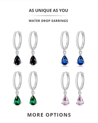 BAMOER Silver ISHWAR Green Water Drop Earrings 925 Sterling Silver 4 Colors Drop Shape Earring for Women Statement  Jewelry