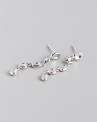 925  Sterling Silver Bean Beads Drop Earrings, Optional 18k Gold Plating