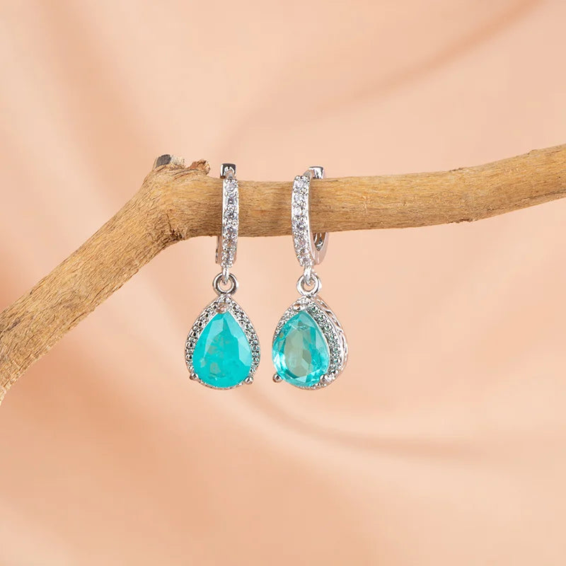 Cellacity water drop shape drop earrings 925 sterling silver earrings for charm lady with 7*9mm gemstones wedding party gift