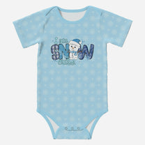 SNOW CUTE' Cute Snowman; Short Sleeve Romper/Sleepsuit, Eco-Friendly Cotton