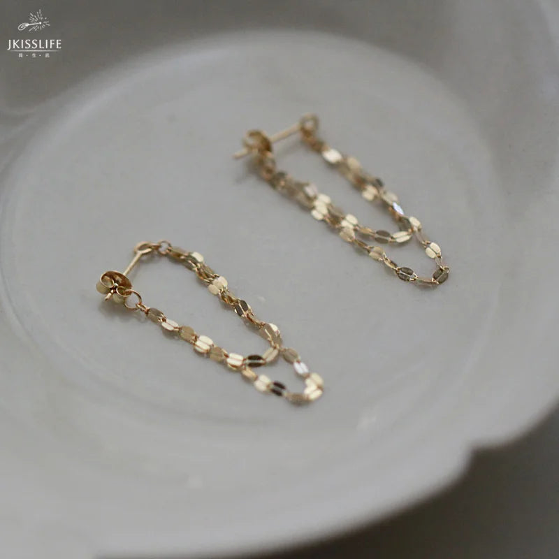 925 Sterling Silver Blade Chain Drop Earrings for Women Sweet Geometry Sweet Tassel Earring Summer Romance Jewelry Hot Sale