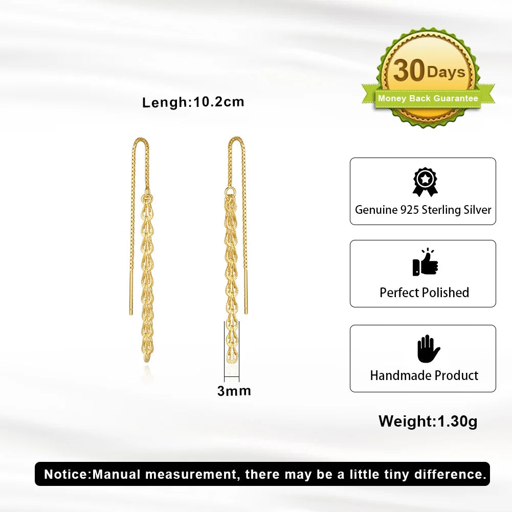 KISS MANDY 14K Gold Phoenix Long Chain Earring for Women 925 Sterling Silver Drop Earrings Anniversary Jewelry Gifts SE399