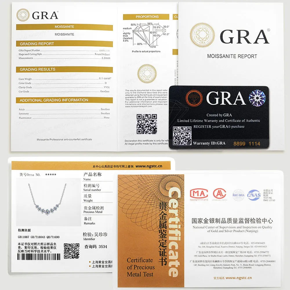 Stunning 925 Sterling Sliver Necklace, Plated With 18k White Gold, and set with 7 Sparkling Moissanite Diamonds totalling 1.7ct