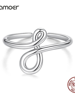 BAMOER 925 Sterling Silver Open Ring With Symbol Of Infinity in 2 Different Styles