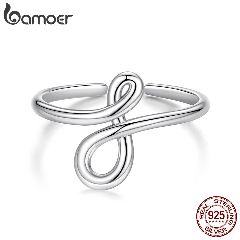 BAMOER 925 Sterling Silver Open Ring With Symbol Of Infinity in 2 Different Styles