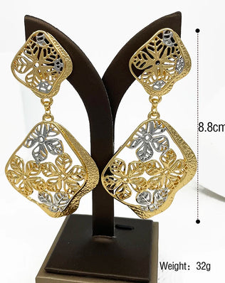 Big Drop Earrings For Women Plant Leaf Shape Dubai Fashion Jewelry Wedding Party Gift Trending