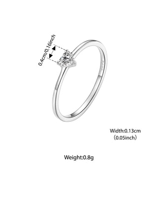 BAMOER Solid 925 Sterling Silver Mini Heart Ring, Gold Plated, With Pavé CZ, 2 Styles