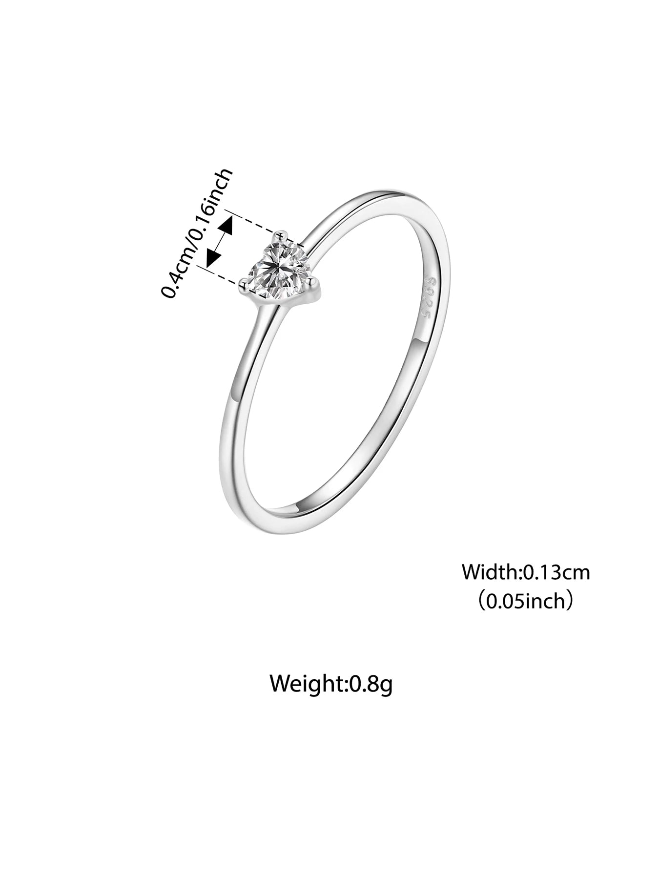 BAMOER Solid 925 Sterling Silver Mini Heart Ring, Gold Plated, With Pavé CZ, 2 Styles