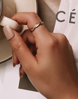 BAMOER 925 Sterling Silver Twisted Half Eternity Ring, Set with Tiny Zircons