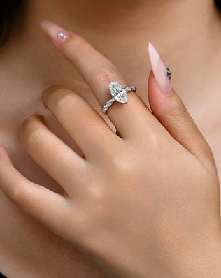 ATTAGEMS S925 Sterling Silver Twist Ring, Gold Plated, With 14*7mm, 3.0CT, Marquise Cut Moissanite Diamond