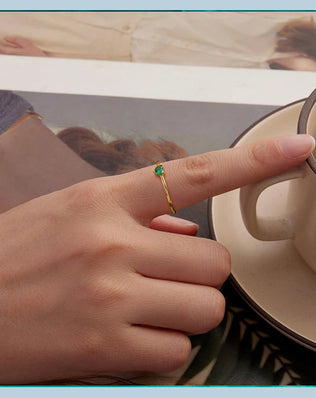 BAMOER Solid 925 Sterling Silver Mini Heart Ring, Gold Plated, With Pavé CZ, 2 Styles