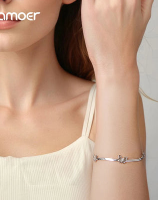 Bamoer Flat 925 Sterling Silver Butterfly Bracelet