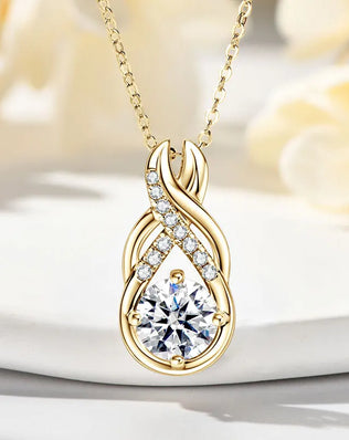 Luxury Moissanite Diamond Jewellery Set, 925 Sterling Silver Infinity Pendant Necklace & Drop Earrings