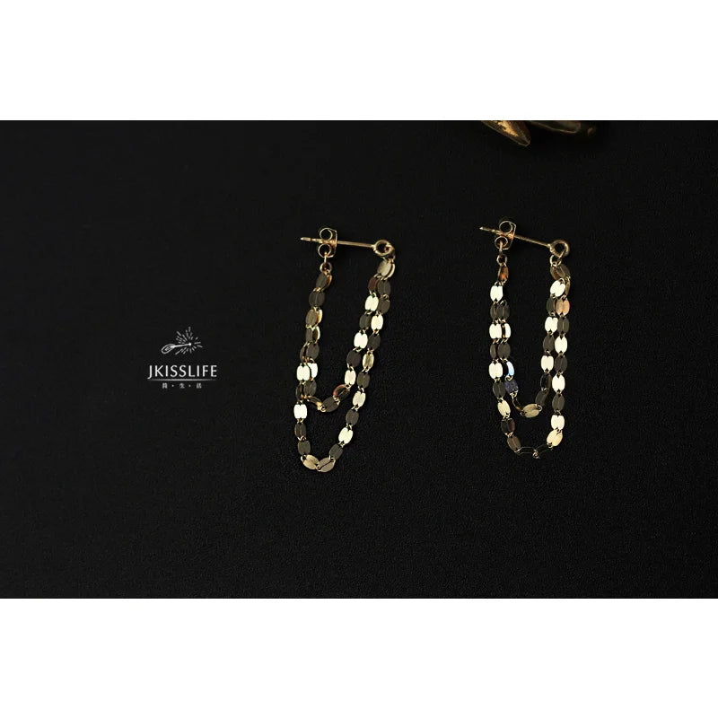 925 Sterling Silver Blade Chain Drop Earrings for Women Sweet Geometry Sweet Tassel Earring Summer Romance Jewelry Hot Sale