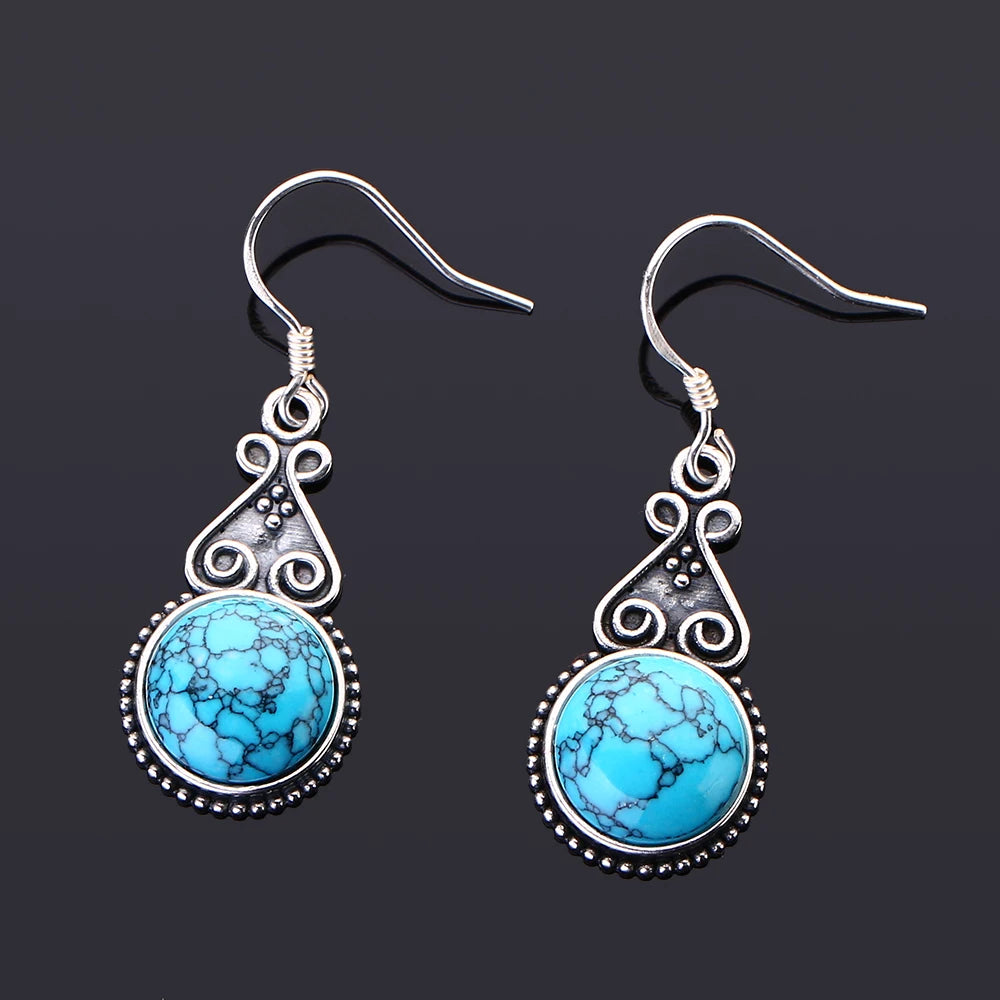 S925 Silver Drop Earring 10MM Labradorite Multicolor Pendant Earrings Engagement Wedding Women Fine Jewelry