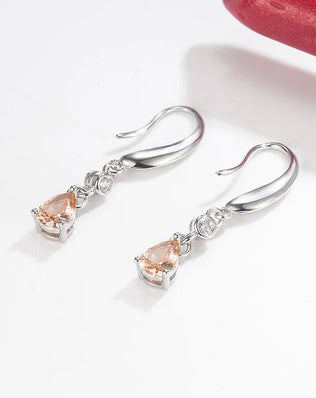 Silver 925 Earrings Water Drop Shape Zircon Gemstones