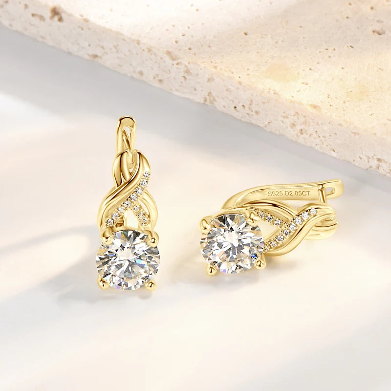 Luxury Moissanite Diamond Jewellery Set, 925 Sterling Silver Infinity Pendant Necklace & Drop Earrings