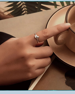 BAMOER Solid 925 Sterling Silver Heart Ring, Resizable, Minimalist, Stacking Ring
