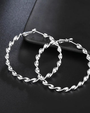 925 Sterling Silver Hoop Earrings High Quality Big Circle Round Fashion Women Party Jewelry Nice Wedding 4.5CM
