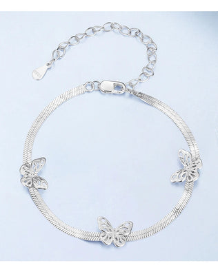 Bamoer Flat 925 Sterling Silver Butterfly Bracelet
