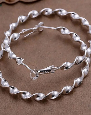 925 Sterling Silver Hoop Earrings High Quality Big Circle Round Fashion Women Party Jewelry Nice Wedding 4.5CM