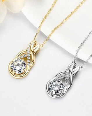 Luxury Moissanite Diamond Jewellery Set, 925 Sterling Silver Infinity Pendant Necklace & Drop Earrings