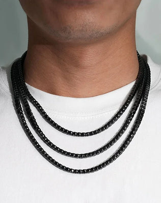 TFGLBU 4/5mm Full Black Moissanite Tennis Chain Necklace / Bracelet