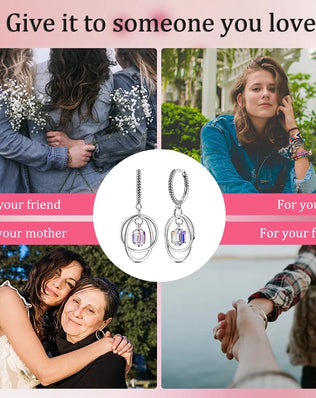 925 Sterling Silver Earrings Women Color Plated Sugar Cube Double Ring Snake Drop Earring For Anniversary Wedding Jewelry Gifts