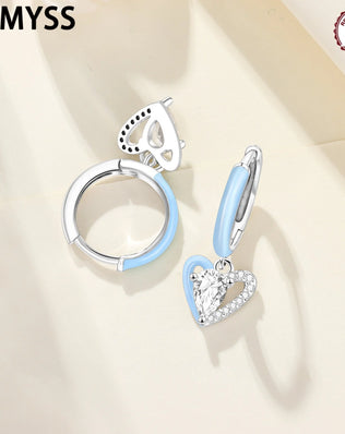 CYMYSS 2025 New 925 Sterling Silver Blue Heart Drop Earring Boutique Wedding Birthday Party Gift Jewellery Zircon Women Earrings