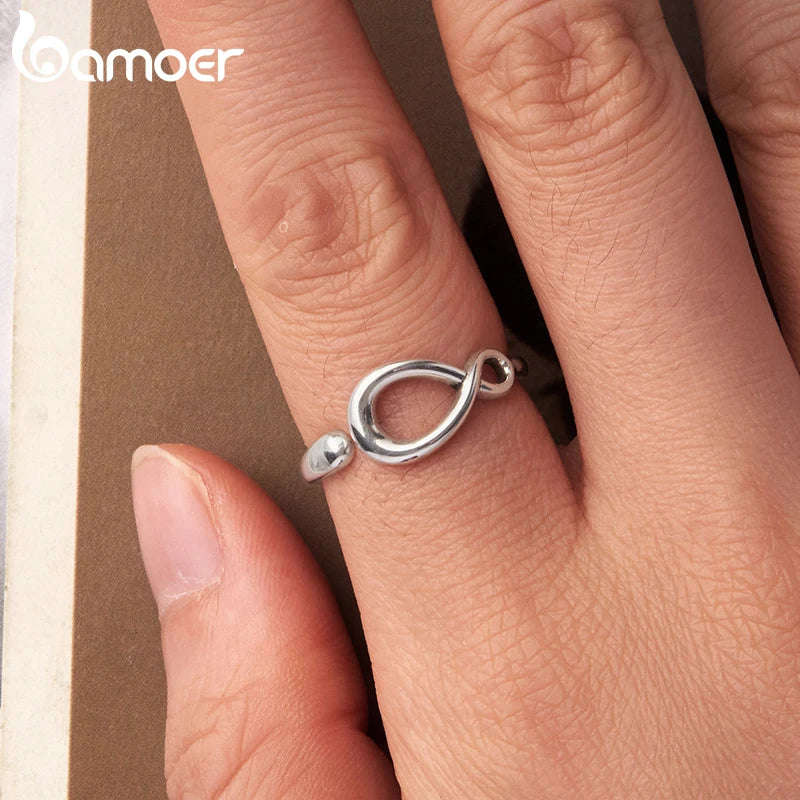 BAMOER 925 Sterling Silver Open Ring With Symbol Of Infinity in 2 Different Styles