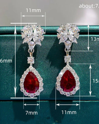 925 Silver Red Cubic Zirconia Hanging Earrings for Women Gorgeous Ear Accessories Wedding Party Aesthetic Earrings New Jewelry