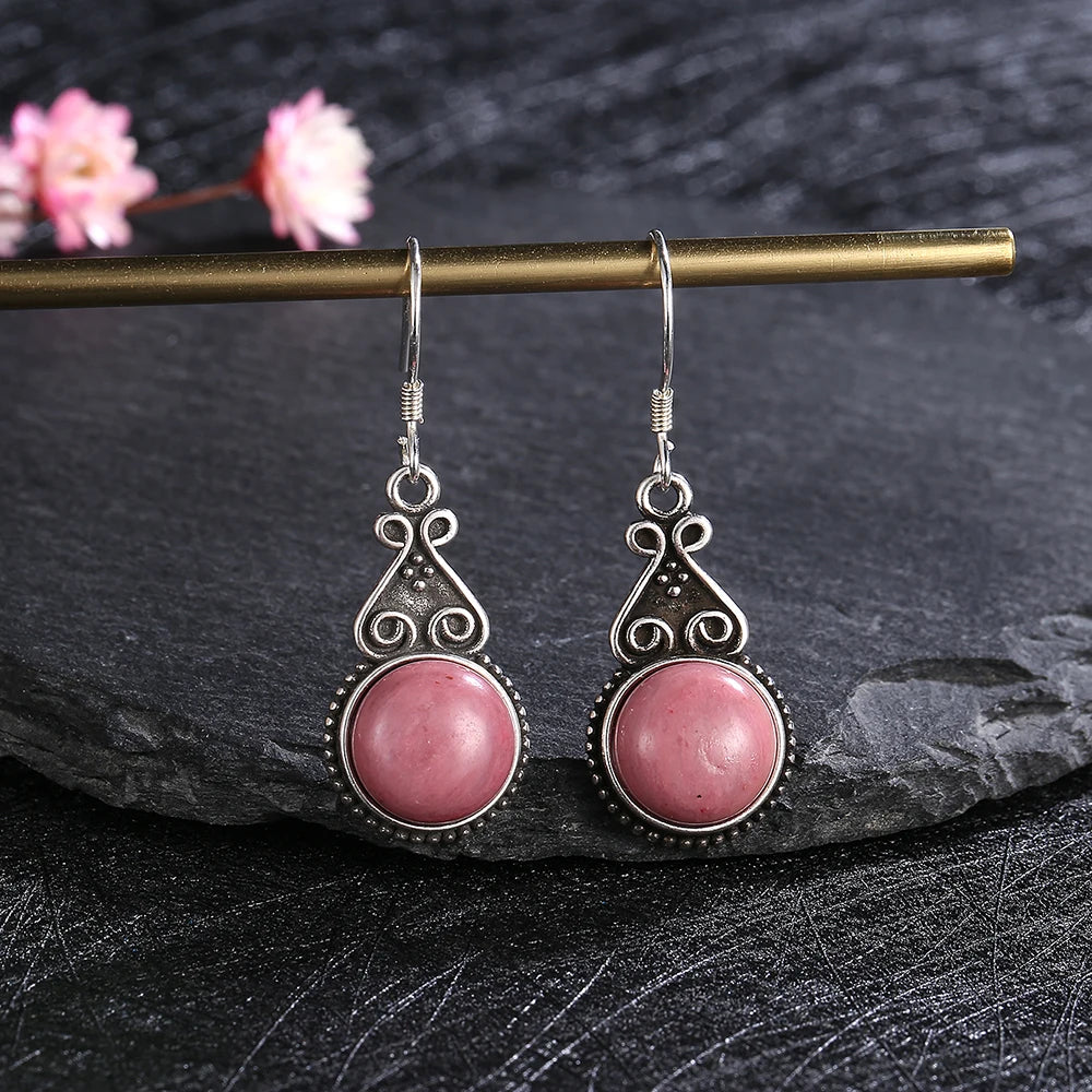 S925 Silver Drop Earring 10MM Labradorite Multicolor Pendant Earrings Engagement Wedding Women Fine Jewelry