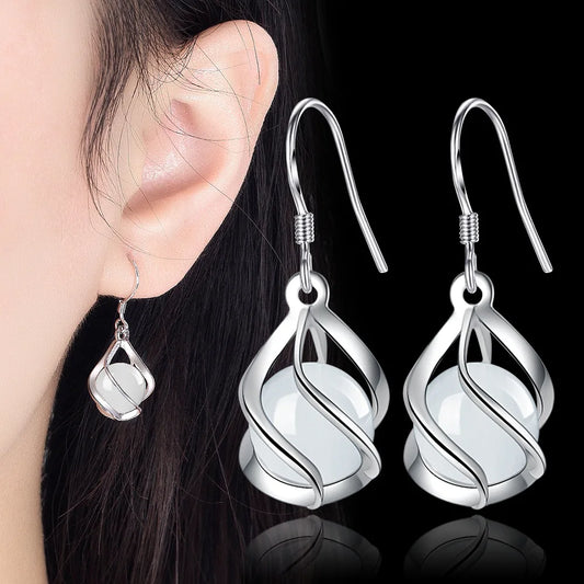 Hot 925 Sterling silver Beautiful drop earrings for women luxury fashion party wedding engagement jewelry Christmas gifts