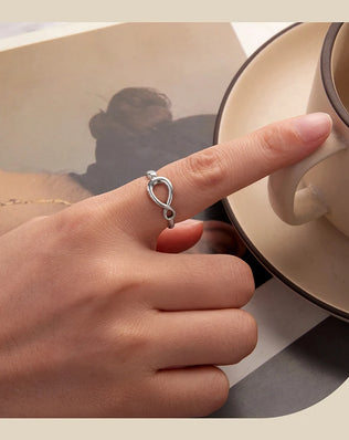 BAMOER 925 Sterling Silver Open Ring With Symbol Of Infinity in 2 Different Styles