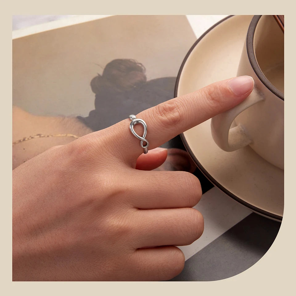 BAMOER 925 Sterling Silver Open Ring With Symbol Of Infinity in 2 Different Styles
